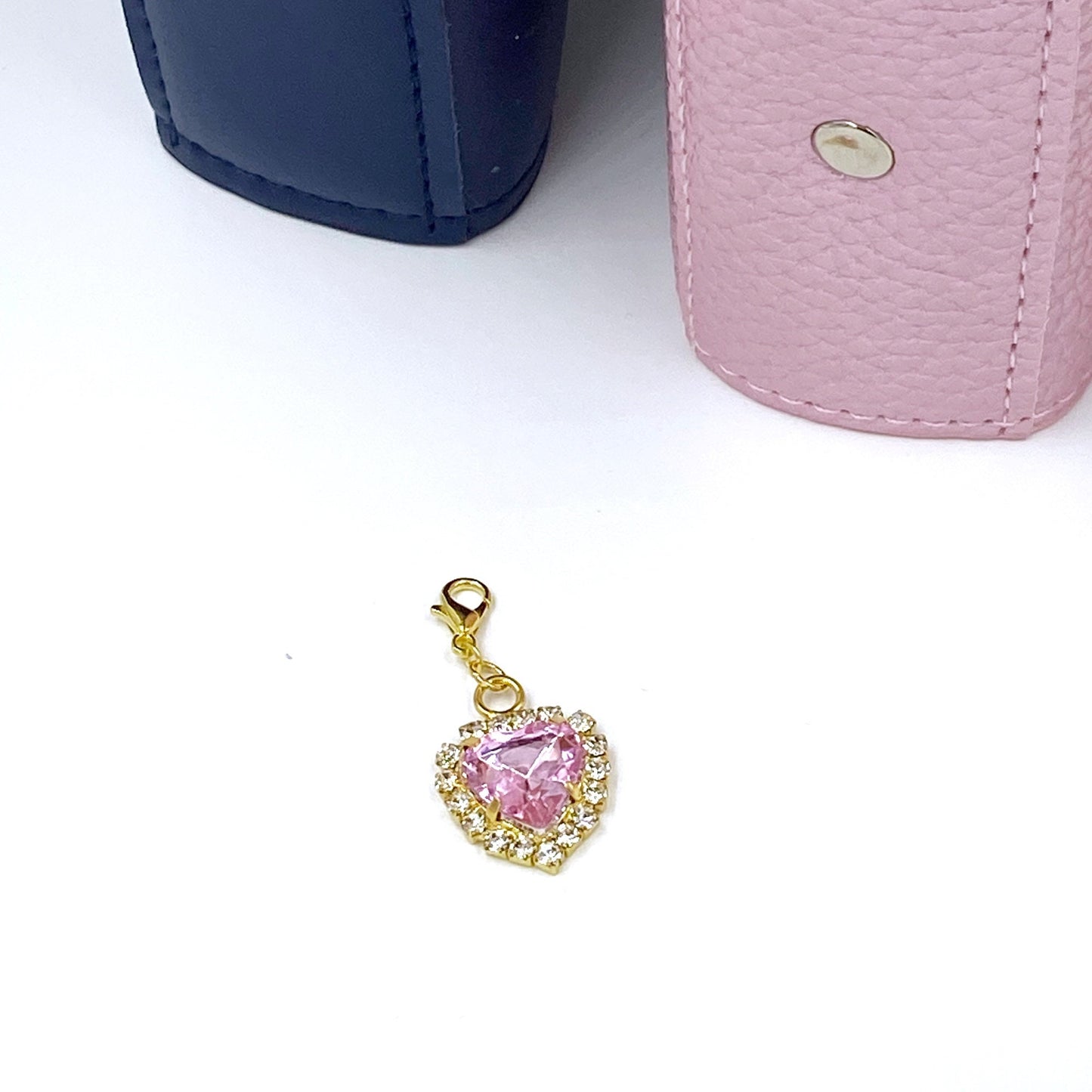 Pink Rhinestone Heart Charm | Valentine Clip | Rhinestone Stitch Marker | Progress Keeper | Bookmark | Counter