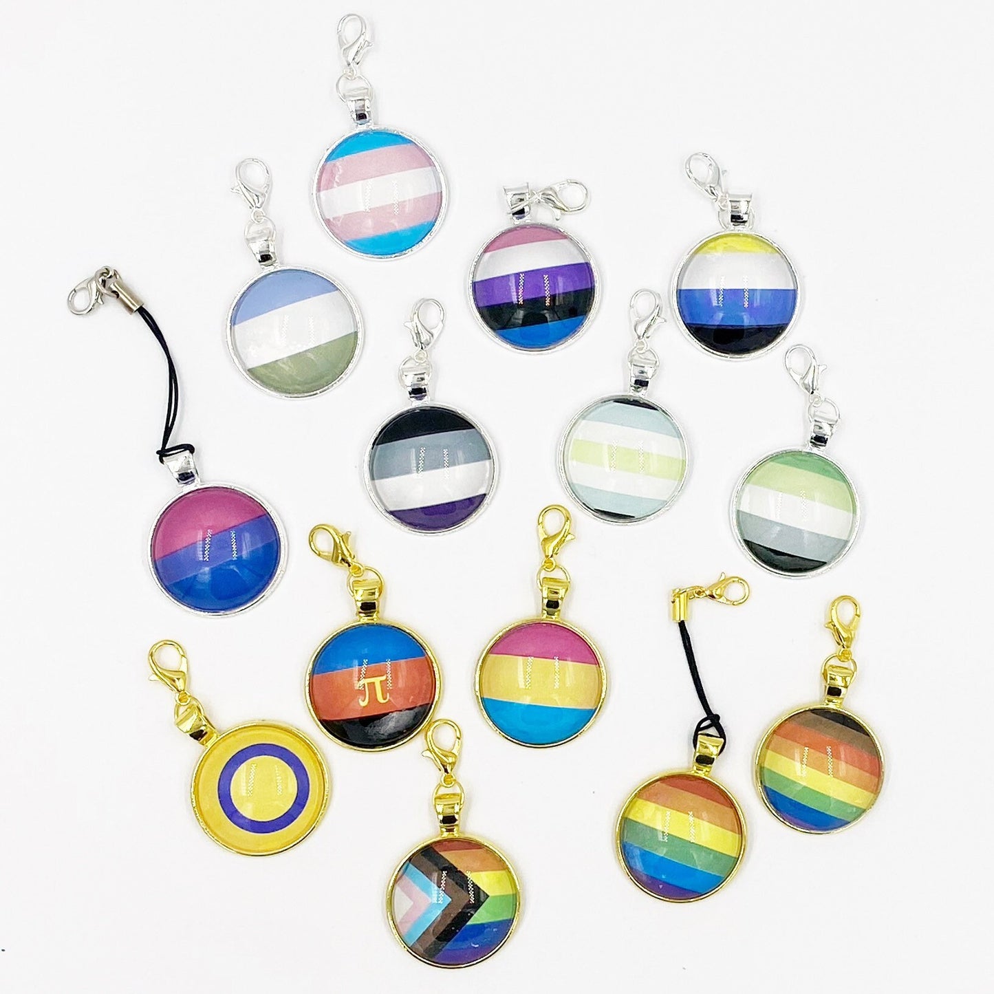 Gay Pride Flag Charms | LGBTQ+ Zipper Pulls | Nonbinary Backpack Charms | Bi Pan Intersex Ace Aro Trans Genderqueer Gender Fluid