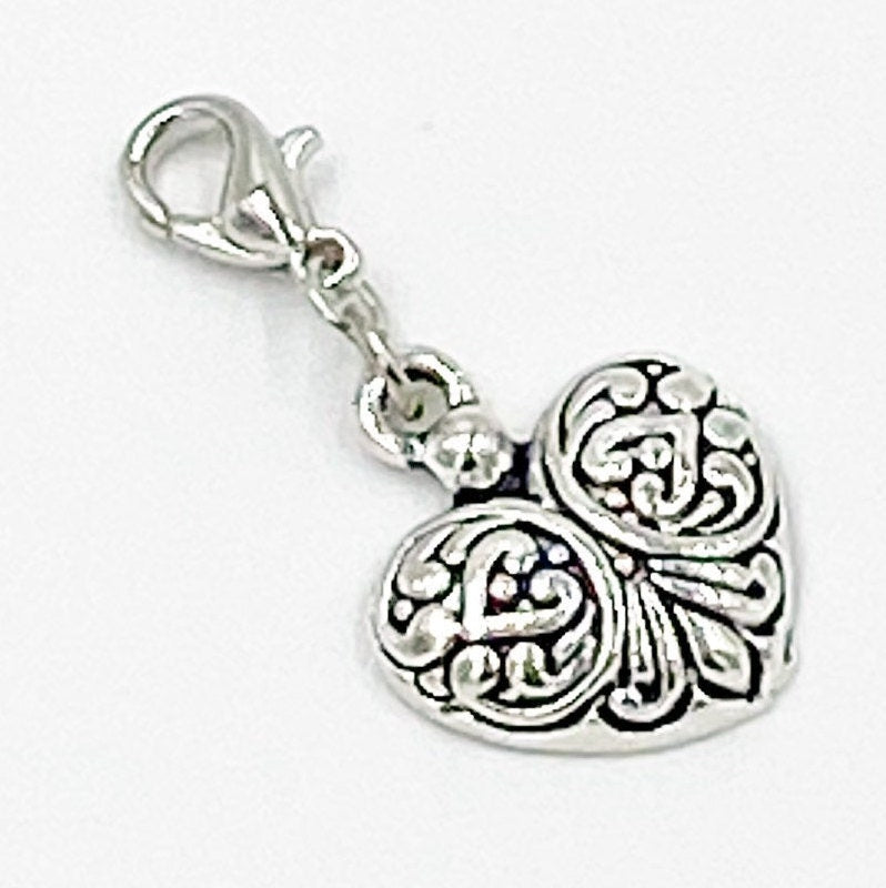 Fancy Heart Charm | Love Bookmark | Valentine Clip | Stitch Marker