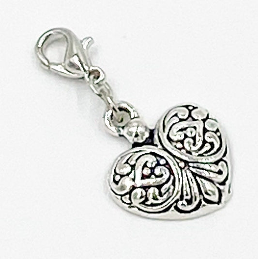 Fancy Heart Charm | Love Bookmark | Valentine Clip | Stitch Marker