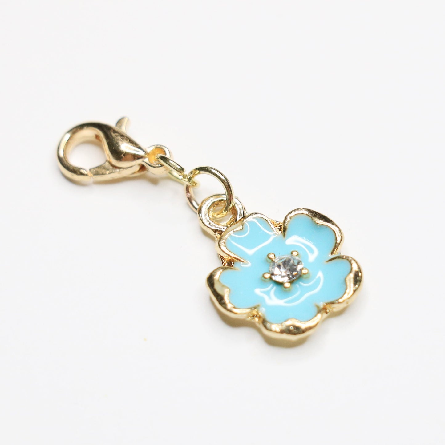 Cherry Blossom Planner Charm | Blue Enamel Flower Bookmark | Sakura Stitch Marker | Floral Paper Clip