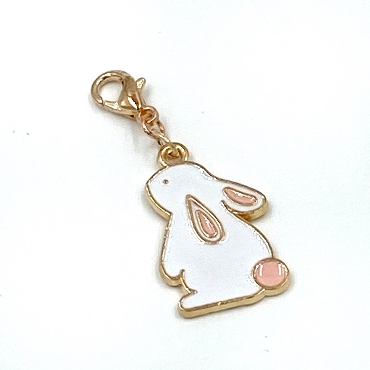 White Rabbit Charm | Easter Bookmark | Rose Gold Bunny Progress Keeper