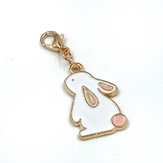 White Rabbit Charm | Easter Bookmark | Rose Gold Bunny Progress Keeper