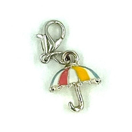 Multi-Color Enamel Umbrella Charm | Colorful Rainshade Bookmark | Umbrella Stitch Marker
