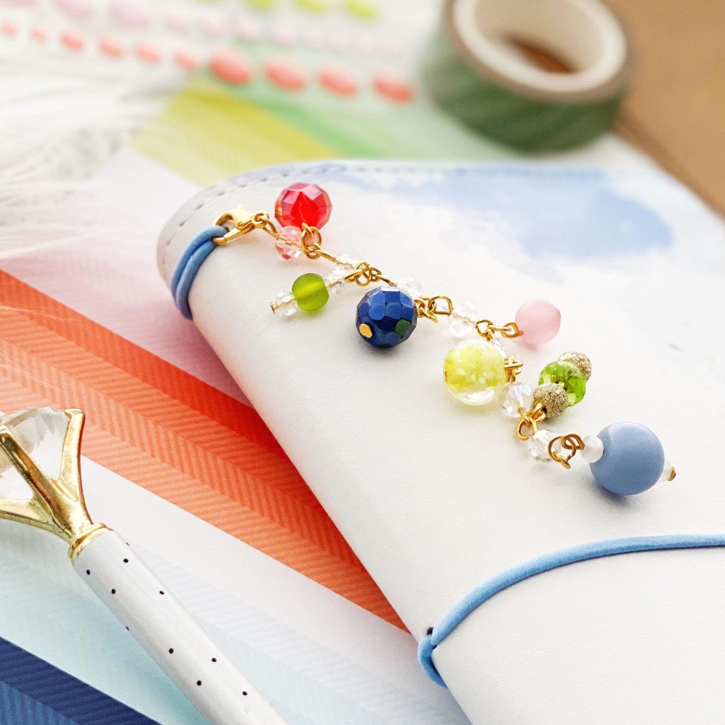 Colorful Beaded Planner Charm | Brightly Colored Bead Chain | Bead Dangle | Dog's Life