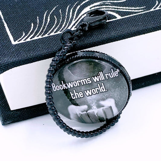 Two-Sided Book Lovers 25mm Cabochons, Spinning Charm, Bookish Bookmarks, Bookworm Necklace, Librarian or Teacher Gifts Under $10, Gift for Mom, Mum
