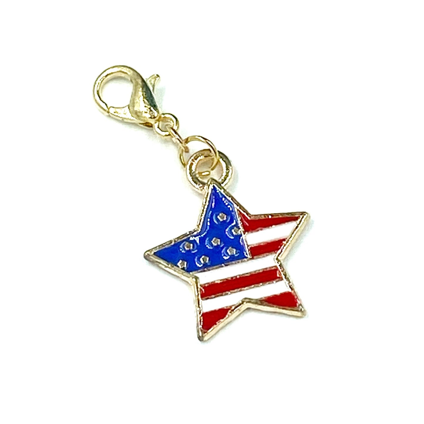 Enamel Flag Star Charm | July 4th Planner Clip | America Stitch Marker