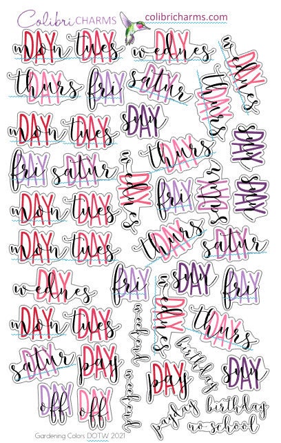 Pink and Purple Days of the Week Planner Stickers | Spring DOTW Stickers | Colorful Daily Stickers