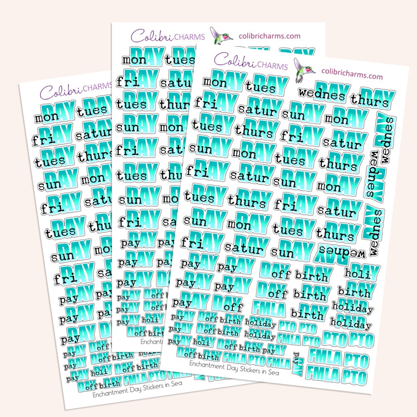 Enchantment Days of the Week Planner Stickers | Seaside DOTW Stickers | Sky Daily Stickers | Seasonal Planner Stickers