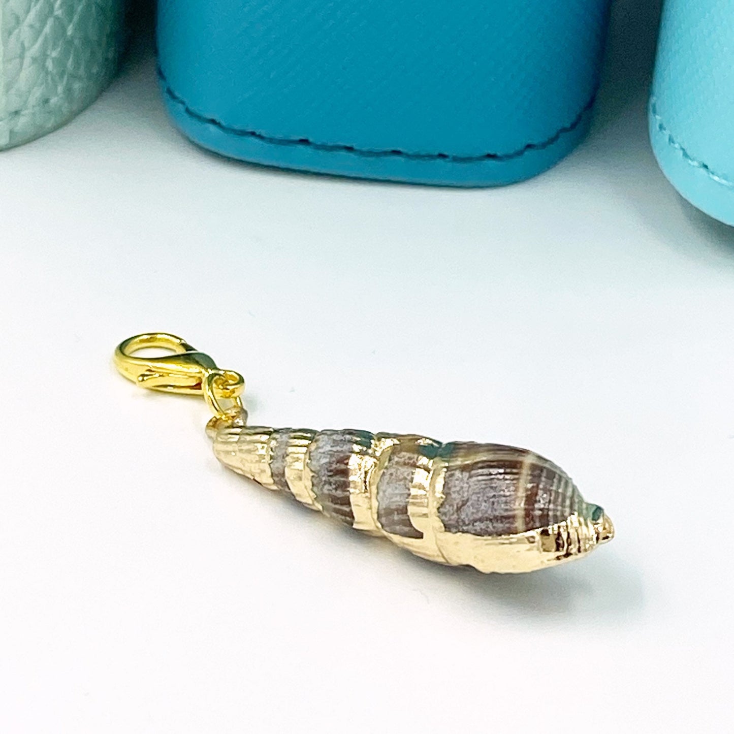 Genuine Seashell Charms | Gold Dipped Sea Shell Bookmark | Whelk Stitch Marker