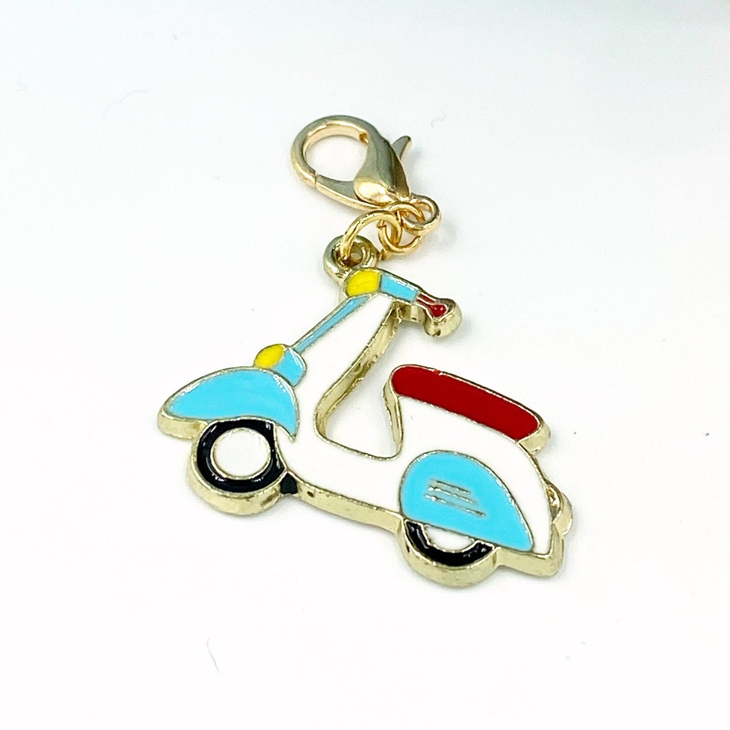Blue Scooter Planner Charm | Travel Bookmark | Enamel Scooter Stitch Marker | Motorbike Progress Keeper