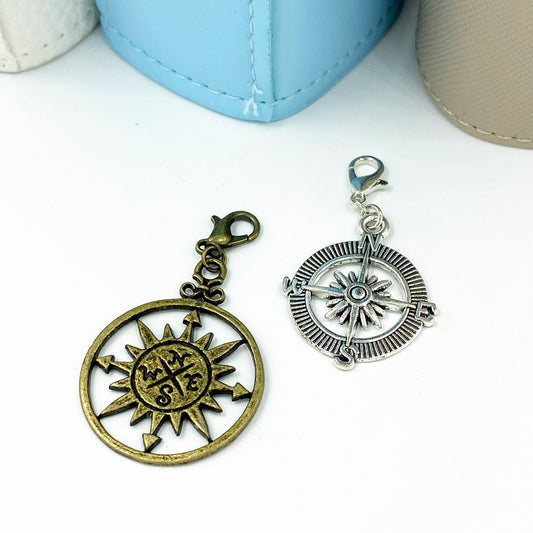 Compass Rose Charms | Travel Bookmark | Compass Stitch Marker | Cardinal Points Charm
