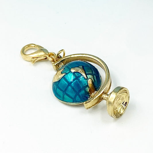 Enamel 3D Globe Charm | Travel Bookmark | Earth Stitch Marker