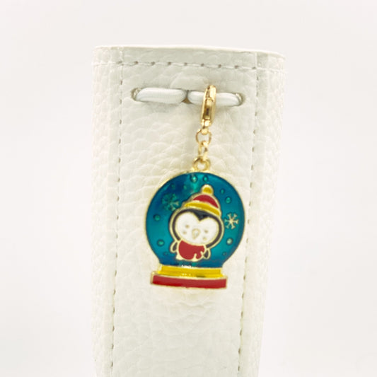 Penguin Snowglobe Charm | Holiday Planner Clip | Christmas Stitch Marker | Winter Bookmark