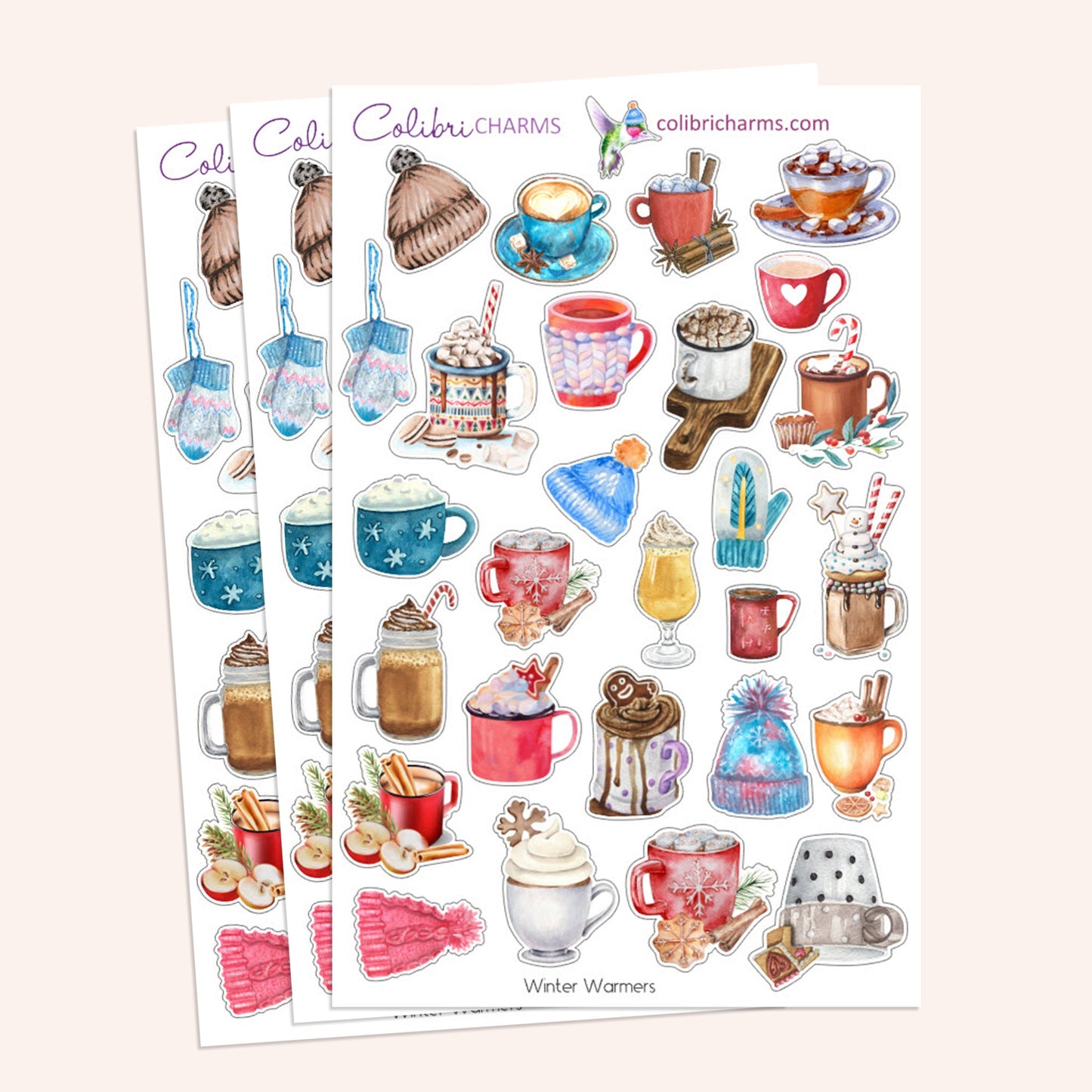Winter Warmers Image Stickers | Hygge Stickers | Holiday Planner Stickers | Christmas Planner Stickers