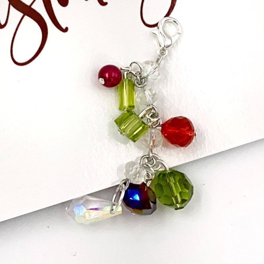Our Christmas Beaded Planner Charm | Sparkly Charm | Holiday Bead Dangle | Bead Chain Charm