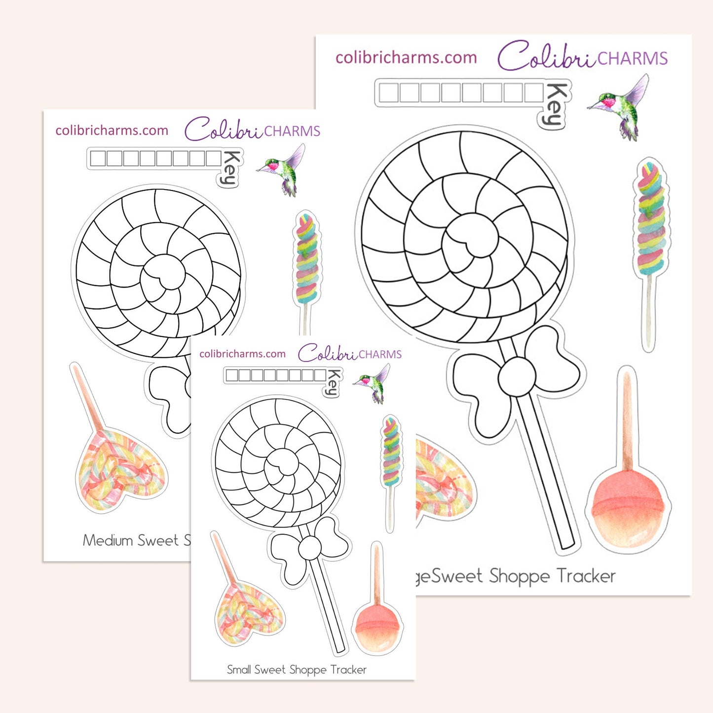 Sweet Shoppe Tracker Stickers | Bujo Tracker Stickers | Lollipop Stickers | Candy Tracker Sticker | Seasonal Planner Stickers