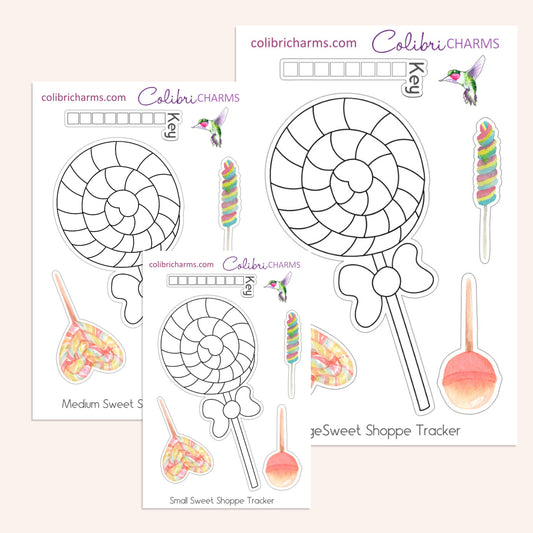 Sweet Shoppe Tracker Stickers | Bujo Tracker Stickers | Lollipop Stickers | Candy Tracker Sticker | Seasonal Planner Stickers