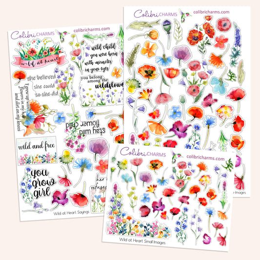 Wild at Heart Planner Stickers | Wildflowers Stickers | Poppy Stickers | Planner Sticker Kit | Seasonal Floral Planner Stickers