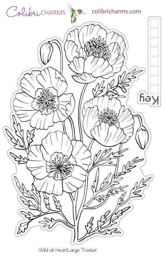 Poppy Tracker Sticker | Floral Bujo Tracker | Bullet Journal Mood Tracker | Flower Planner Habit Tracker | Seasonal Planner Stickers