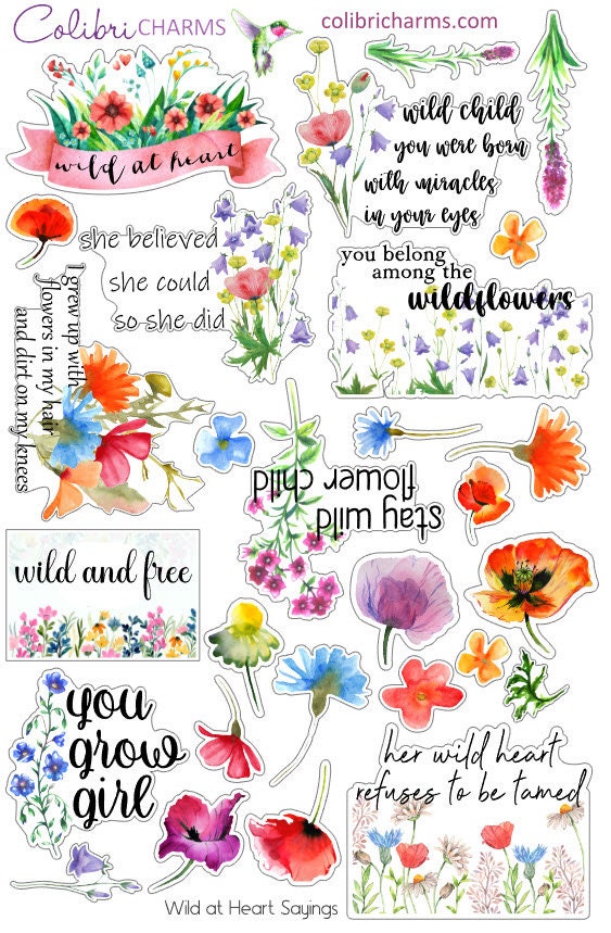 Wild at Heart Planner Stickers | Wildflowers Stickers | Poppy Stickers | Planner Sticker Kit | Seasonal Floral Planner Stickers
