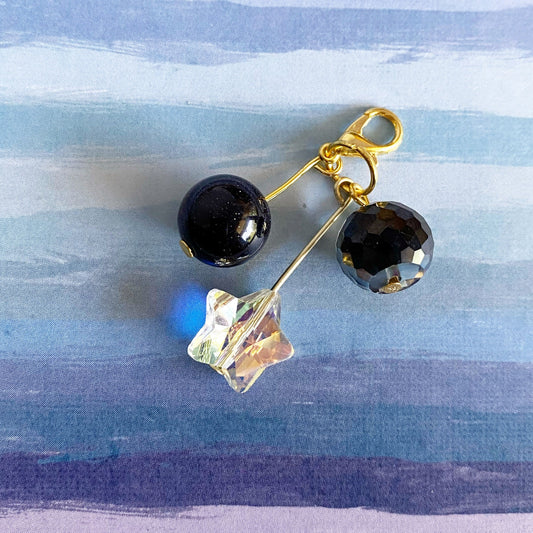 Crystal Star Beaded Planner Charm | Celestial Bead Cluster | Galaxy Planner Clip