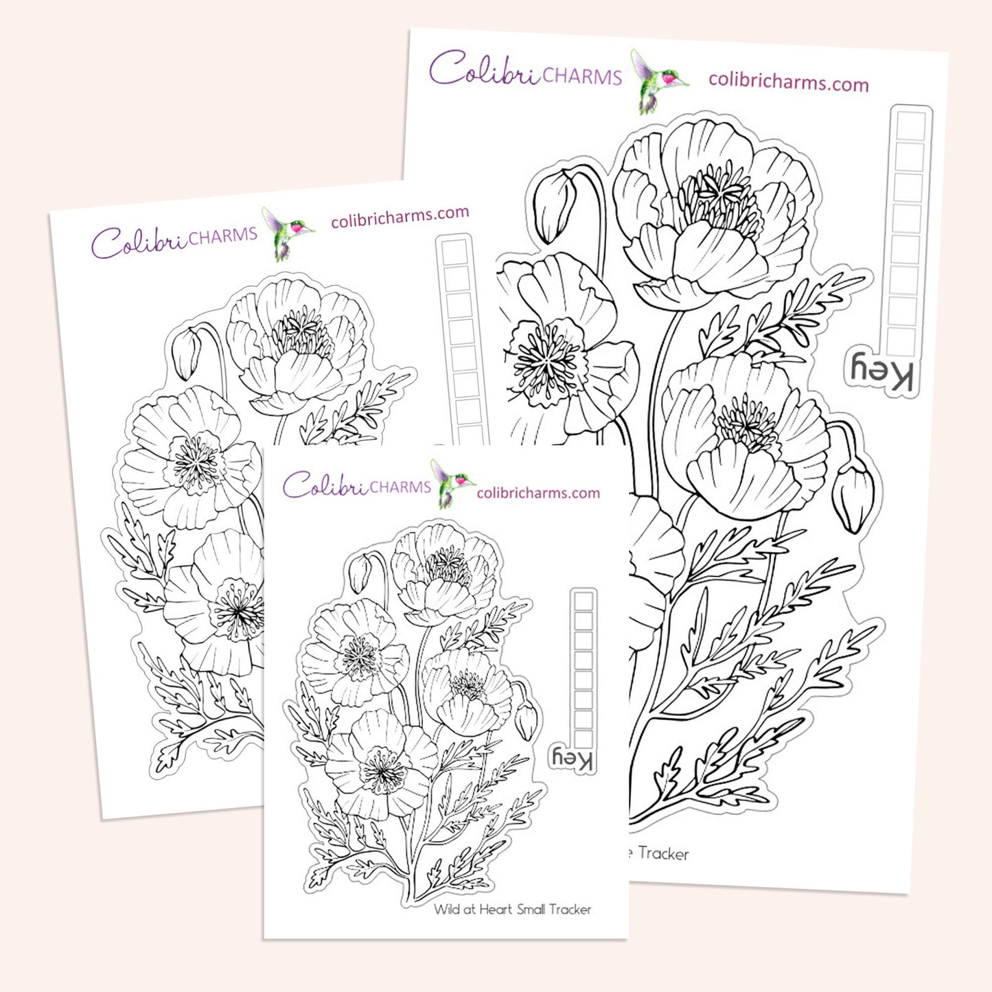 Poppy Tracker Sticker | Floral Bujo Tracker | Bullet Journal Mood Tracker | Flower Planner Habit Tracker | Seasonal Planner Stickers