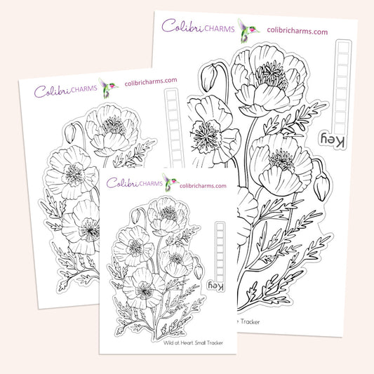 Poppy Tracker Sticker | Floral Bujo Tracker | Bullet Journal Mood Tracker | Flower Planner Habit Tracker | Seasonal Planner Stickers