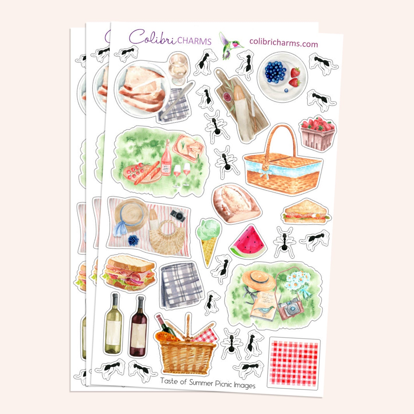 Picnic Planner Stickers | Taste of Summer Stickers | Summertime Stickers | Picnic Blanket Stickers | Seasonal Planner Stickers
