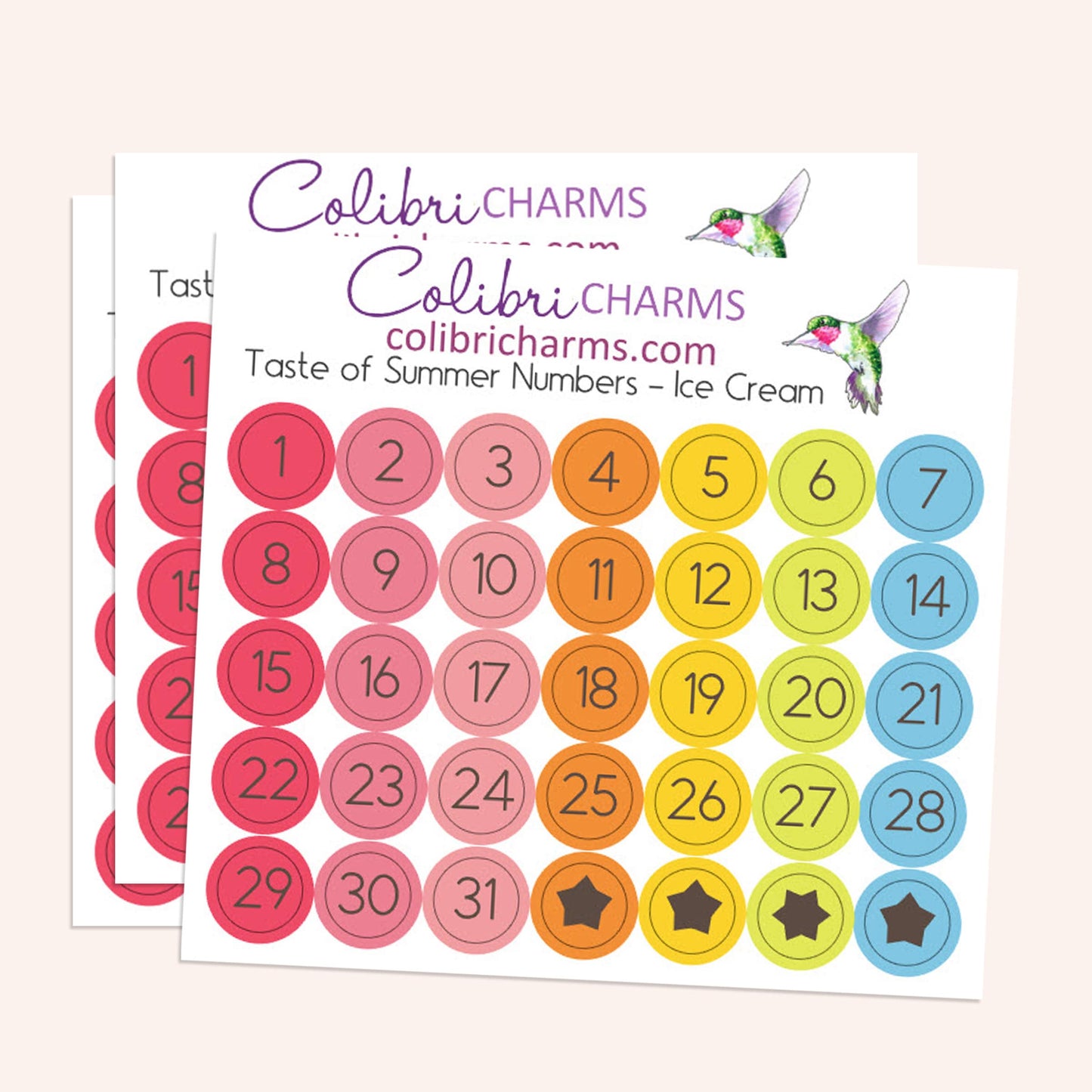 Taste of Summer Ice Cream Brushstroke Days of the Week Planner Stickers | Watercolor DOTW Stickers | Number Stickers | Date Dots