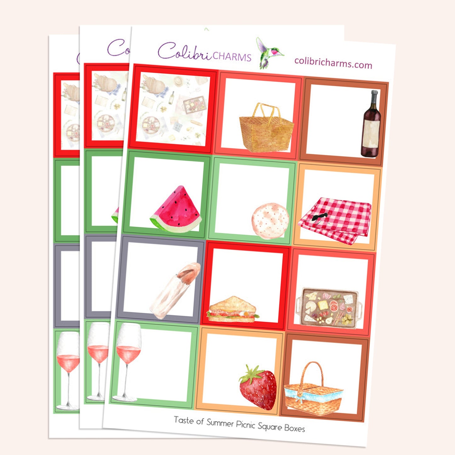 Taste of Summer Picnic Box Planner Stickers | Picnic Blanket Stickers | Summertime Stickers | Happy Planner Stickers | Seasonal Planner