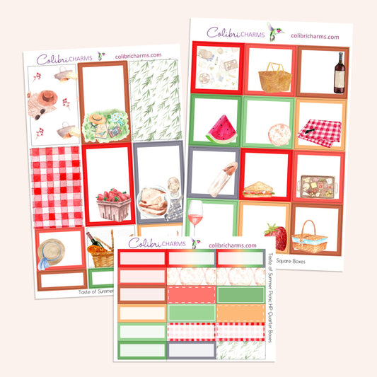 Taste of Summer Picnic Box Planner Stickers | Picnic Blanket Stickers | Summertime Stickers | Happy Planner Stickers | Seasonal Planner