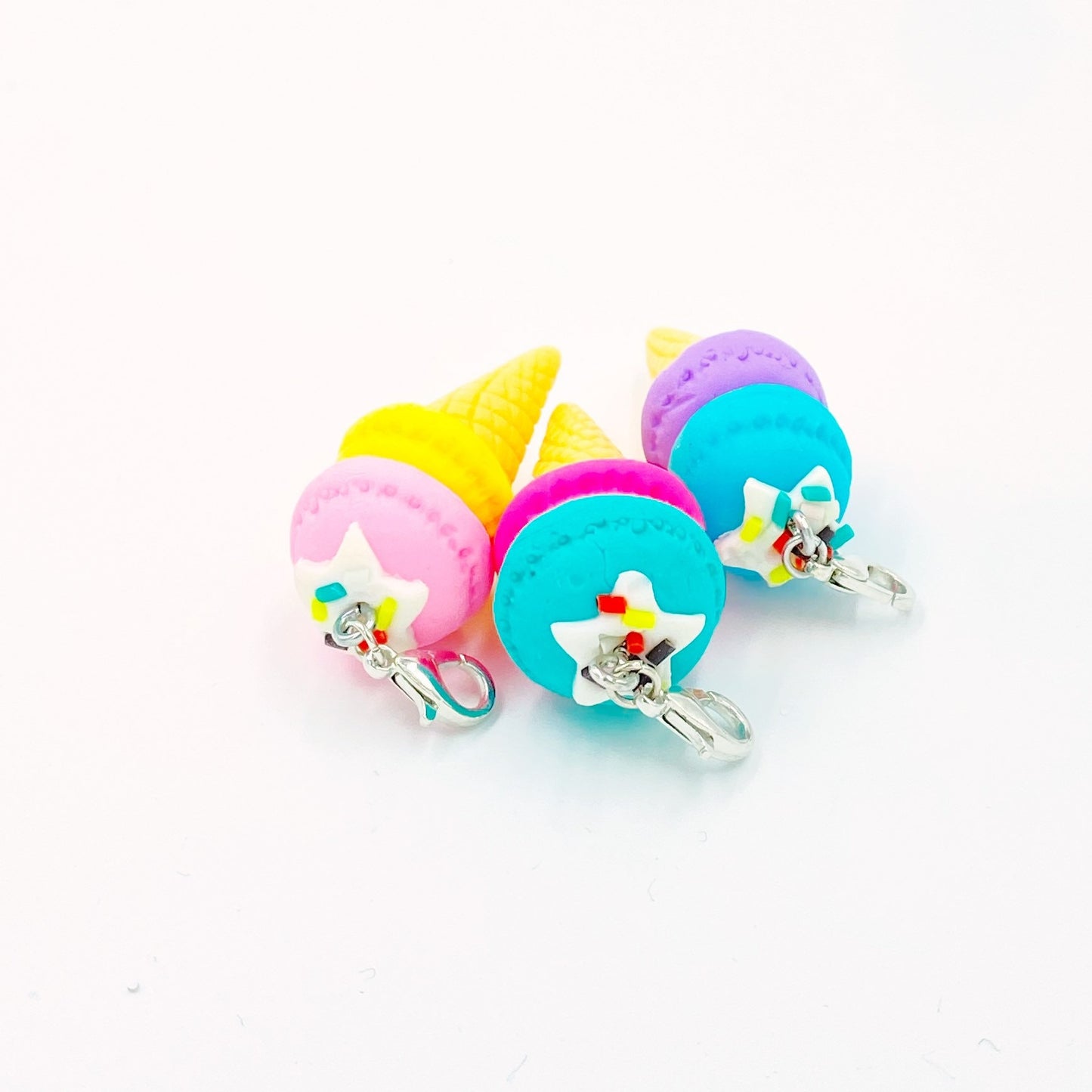 Colorful Ice Cream Cone Charm | Bright Planner Clip | Summer Stitch Marker | Two Scoops Progress Keeper