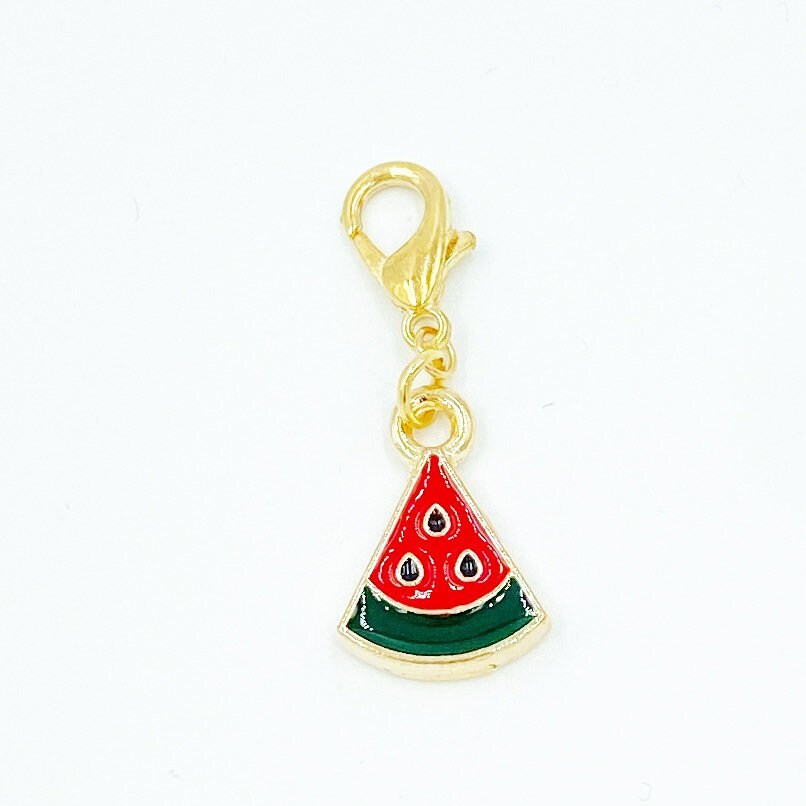 Watermelon Charms | Enamel Fruit Planner Clip | Watermelon Slice Stitch Marker | Progress Keeper