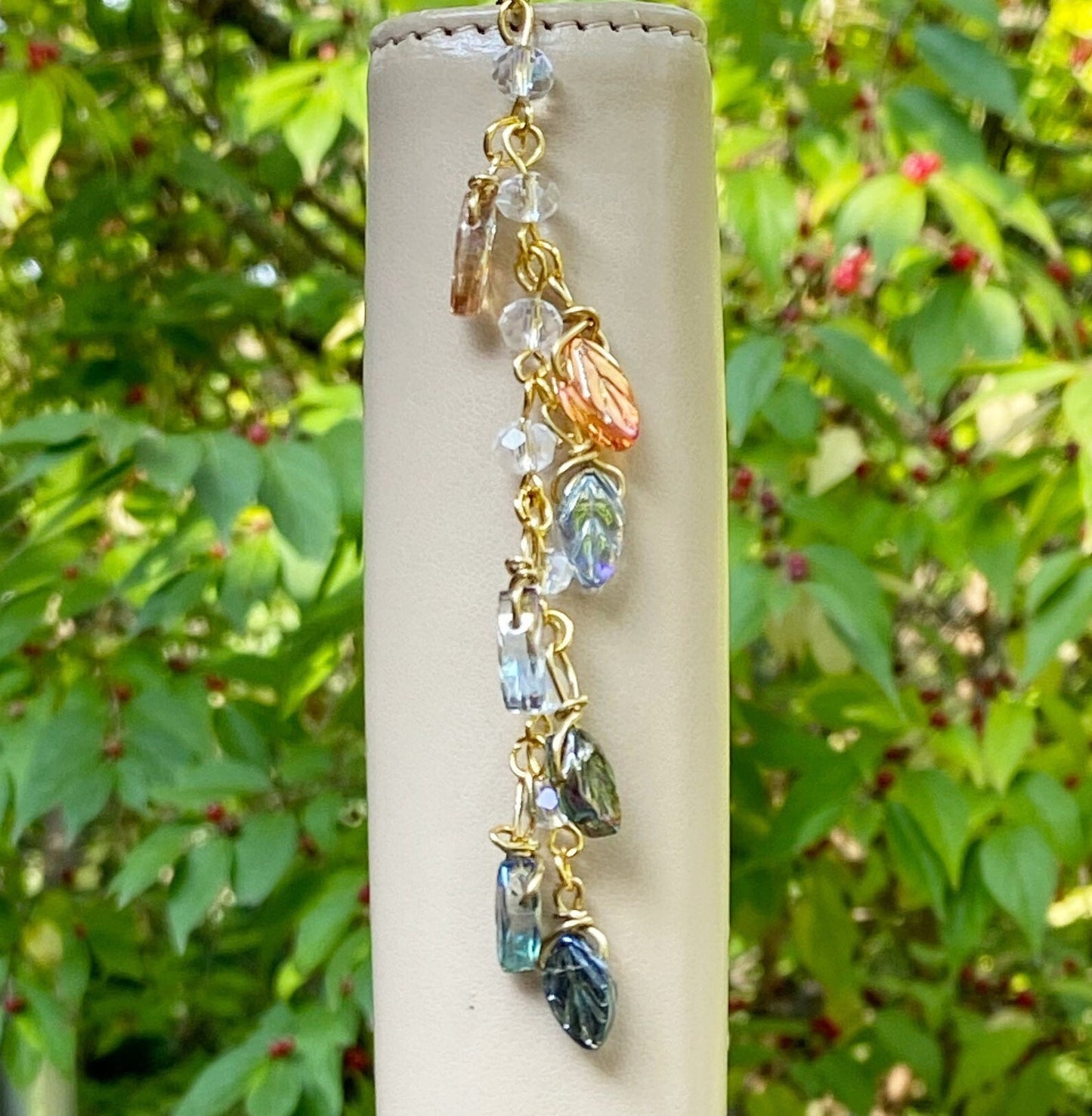 Blue and Gold Leaves Planner Charm | Beaded Chain | November 2020 | Planner Chain