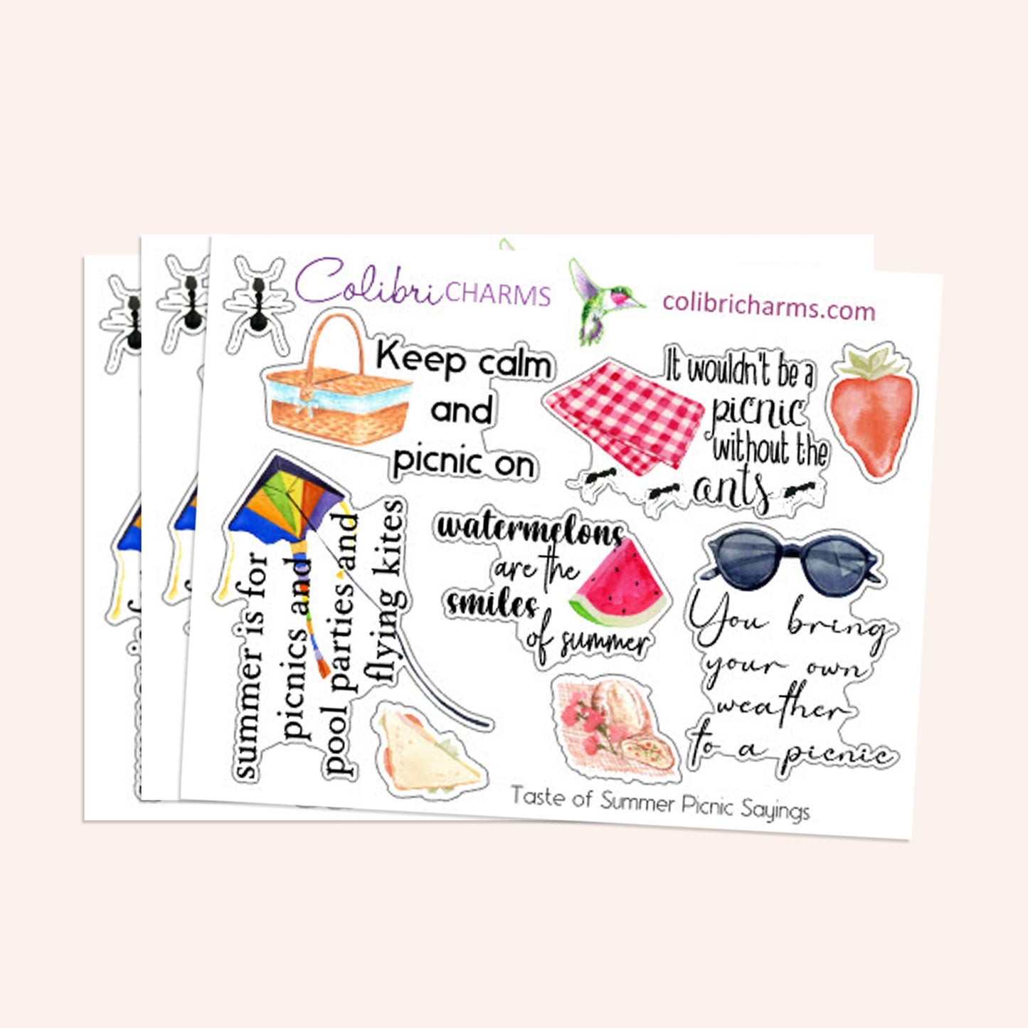 Picnic Planner Stickers | Taste of Summer Stickers | Summertime Stickers | Picnic Blanket Stickers | Seasonal Planner Stickers