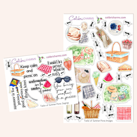 Picnic Planner Stickers | Taste of Summer Stickers | Summertime Stickers | Picnic Blanket Stickers | Seasonal Planner Stickers