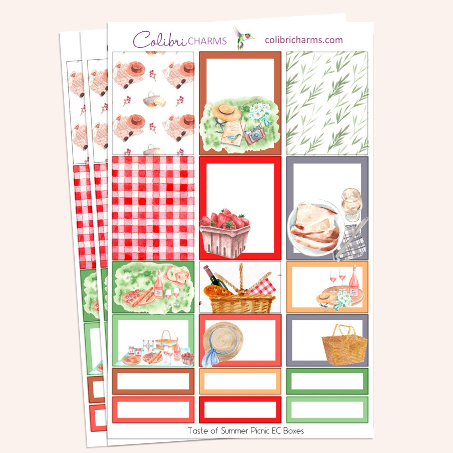 Taste of Summer Picnic Box Planner Stickers | Picnic Blanket Stickers | Summertime Stickers | Happy Planner Stickers | Seasonal Planner