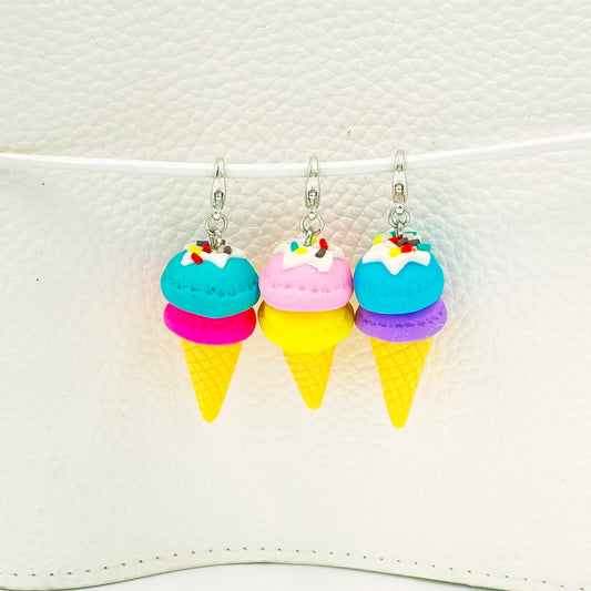 Colorful Ice Cream Cone Charm | Bright Planner Clip | Summer Stitch Marker | Two Scoops Progress Keeper