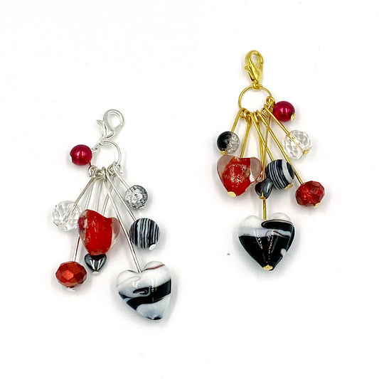 Twitterpated Beaded Planner Charm | Sparkly Dangly Valentine Charm | Colorful Heart Bead Dangle