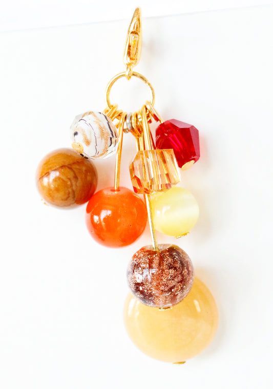 Autumn Sparkle Beaded Planner Charm, Sparkly Dangly Charm, Colorful Bead Cluster