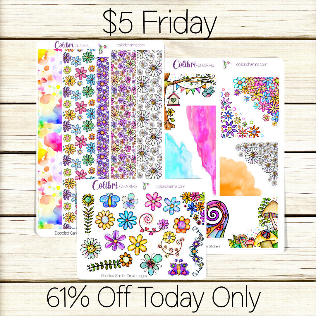 Doodled Garden Sticker Bundle | Summer Journaling Stickers | Colorful Deco | Whimsical Planner Sticker Kit | Seasonal Planner Stickers