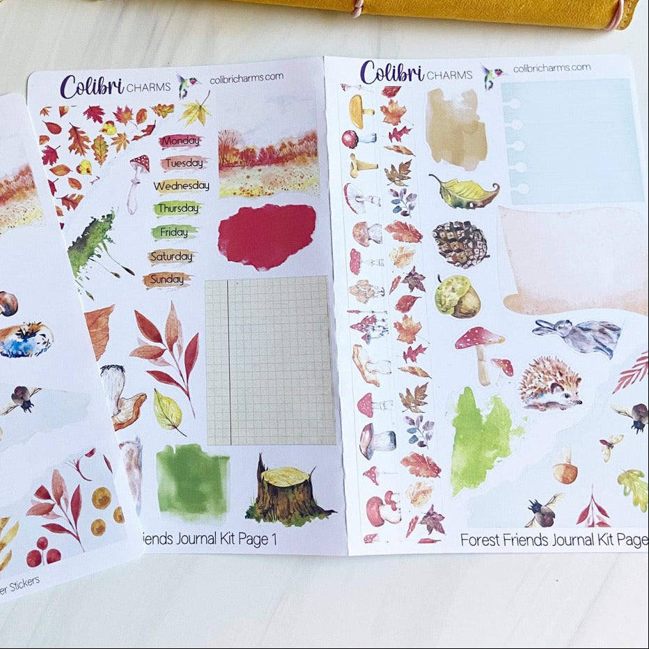 Forest Friends Journal Kit | Autumn Decor | Fall Planner Stickers | Seasonal Planner Stickers | Bullet | Bujo