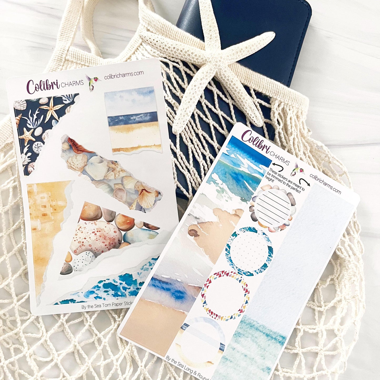 By the Sea Torn Paper Stickers | Seaside Deco Planner Stickers | Beach Distressed Ripped Paper