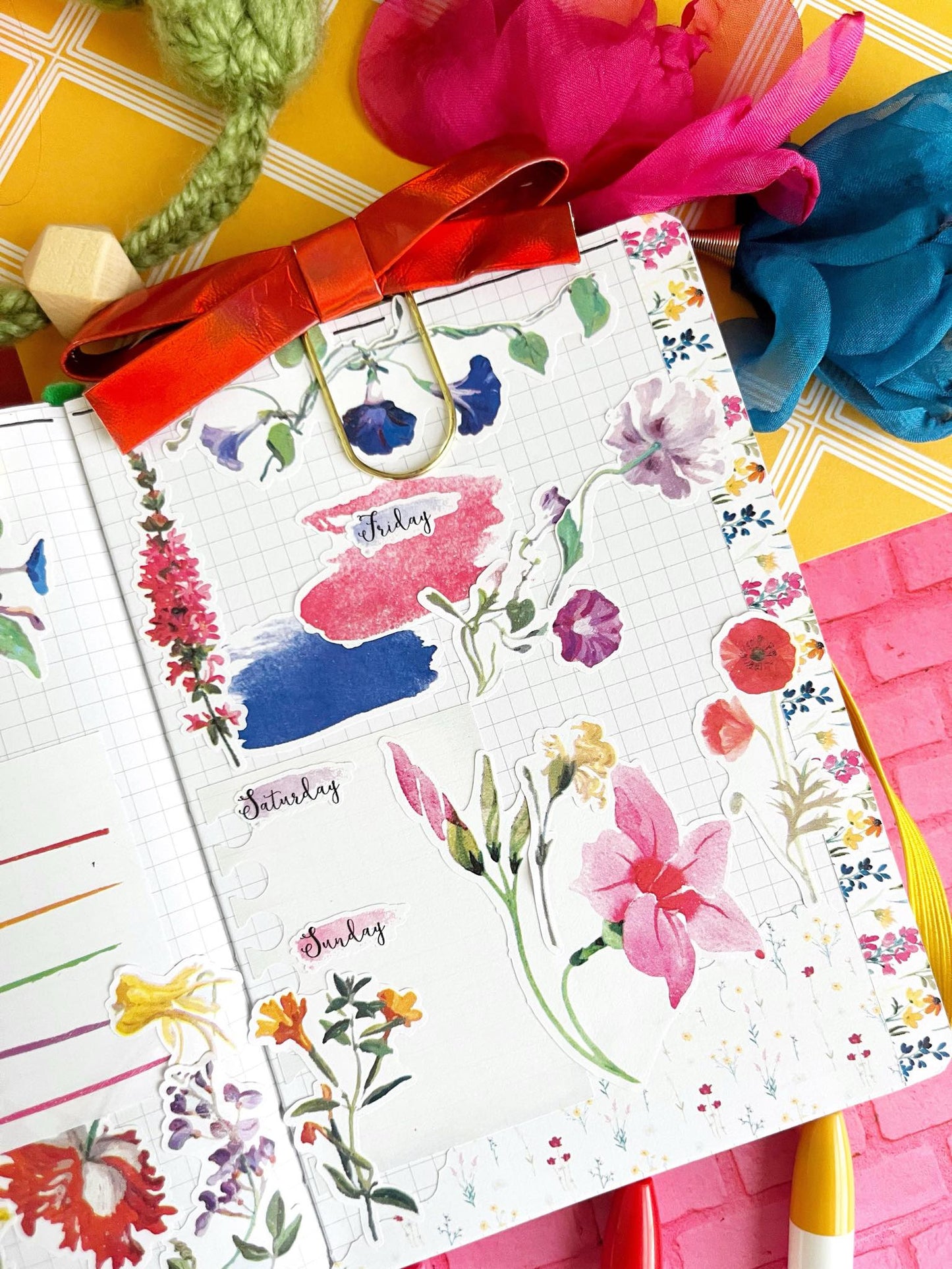 Wild at Heart Washi Strip Stickers | Floral Stickers | Wildflowers Planner Stickers | Seasonal Planner Stickers