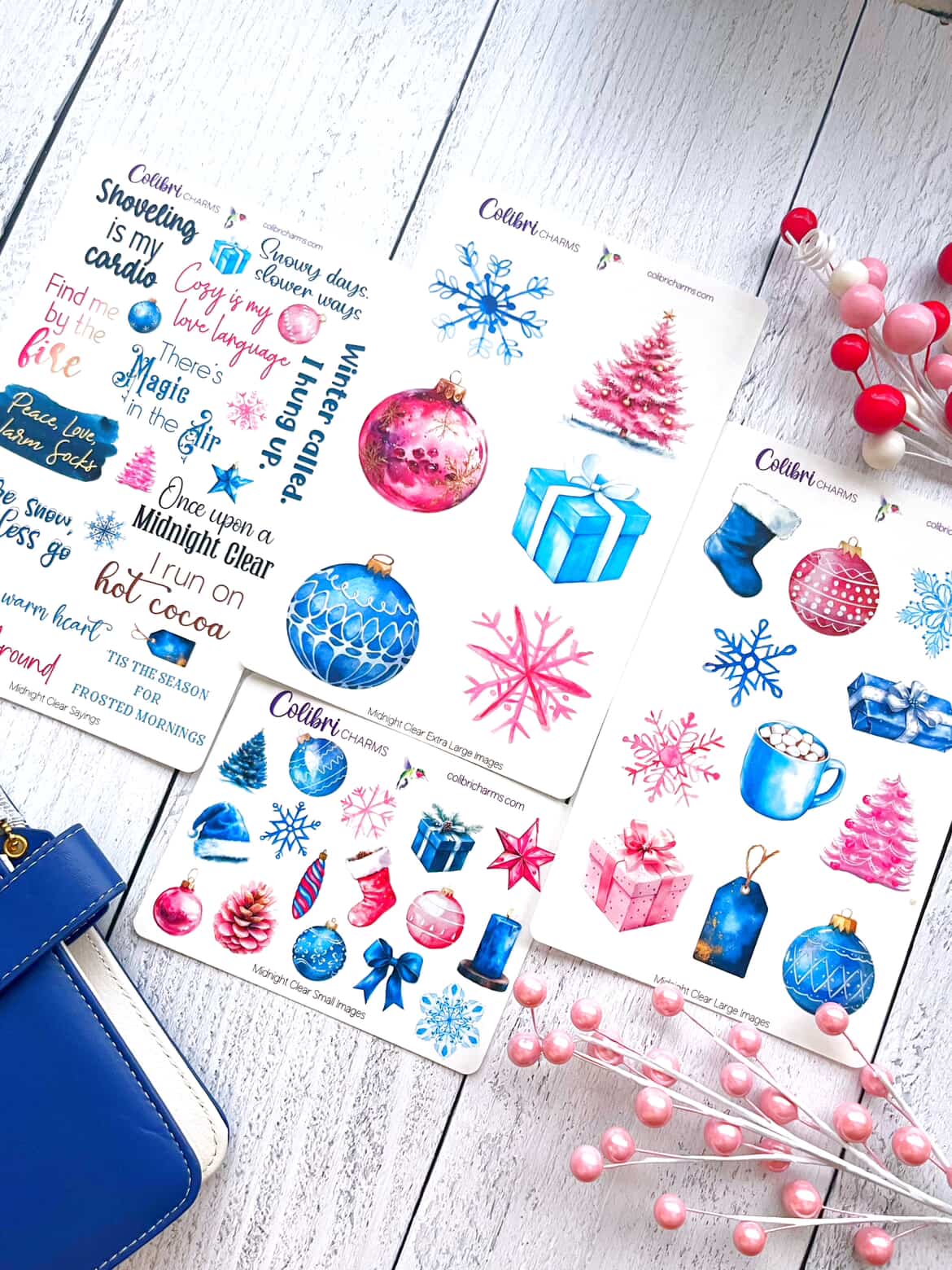 Midnight Clear Planner Stickers, Christmas Deco Stickers, Holiday Planner Sticker Kit, Seasonal Planner Stickers