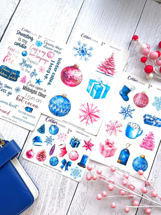 Midnight Clear Planner Stickers, Christmas Deco Stickers, Holiday Planner Sticker Kit, Seasonal Planner Stickers