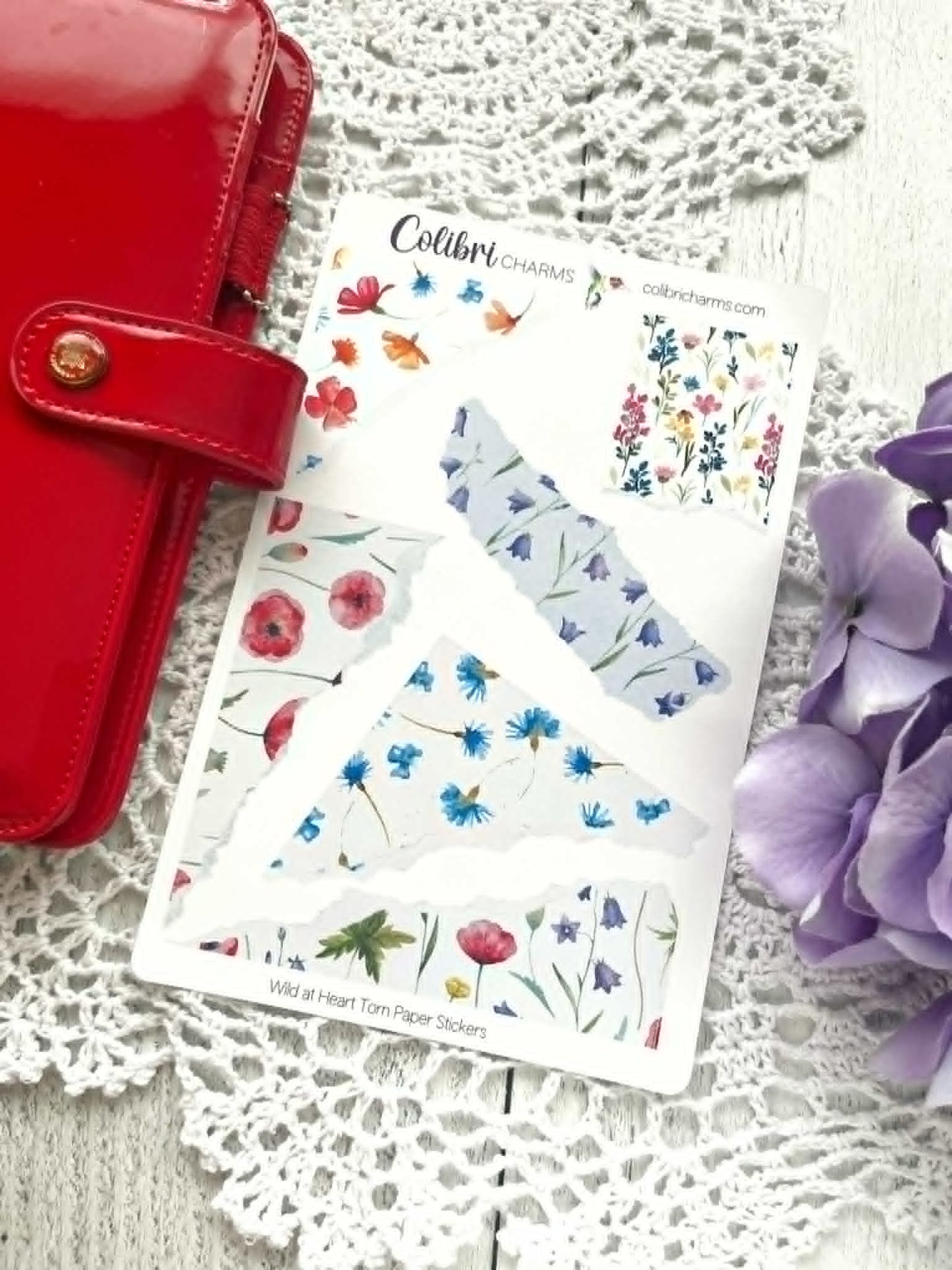 Wild at Heart Torn Paper Stickers | Wildflower Decor | Poppy Planner Stickers | Seasonal Floral Planner Stickers | Ripped Paper