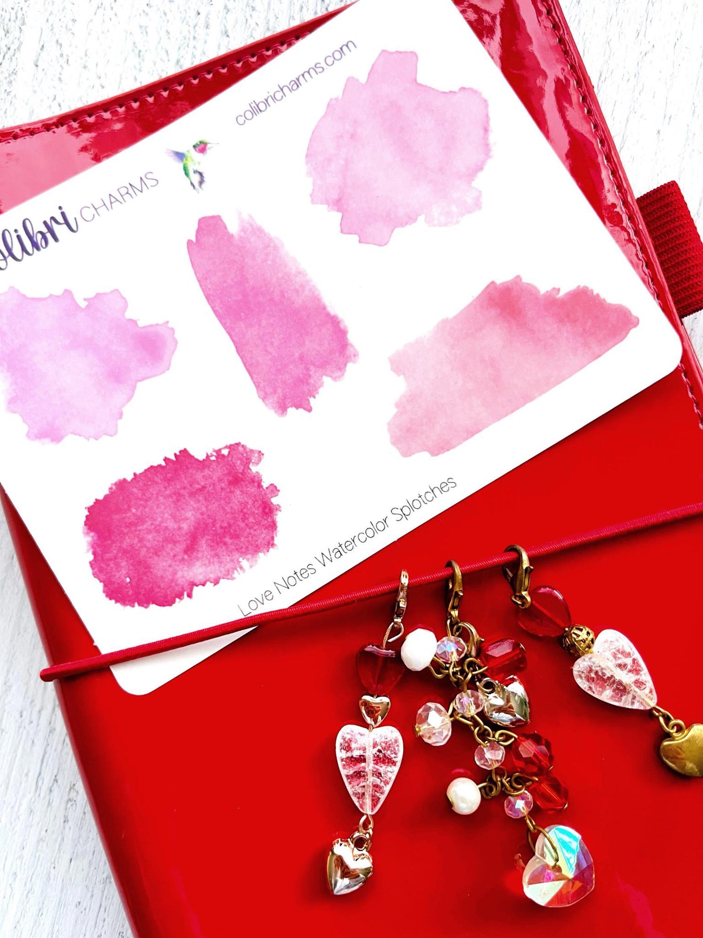 Love Notes Watercolor Splotches Planner Stickers, Pink Paint Swatch Stickers, Valentine Planner