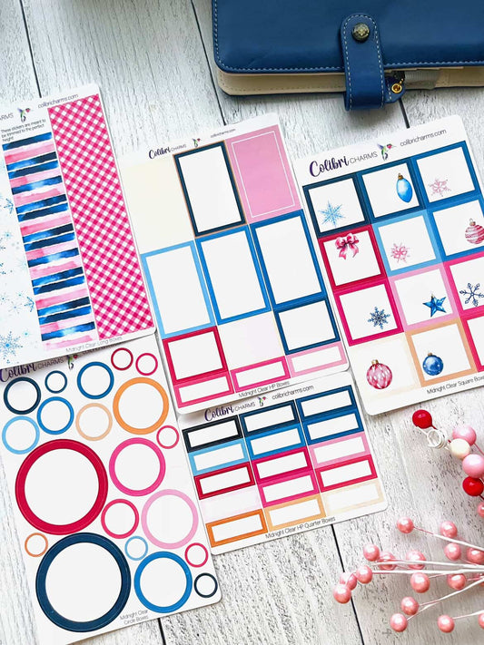 Midnight Clear Box Planner Stickers, Happy Planner Stickers, Christmas Winter Planner, Functional Planning